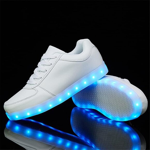 ⚡Unisex White USB Charging Light Up Shoes Sports LED Dancing Sneakers Lace Up - Picture 4 of 8